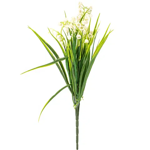 Květiny Umělý svazek konvalinek, Pure bílá, 40 cm