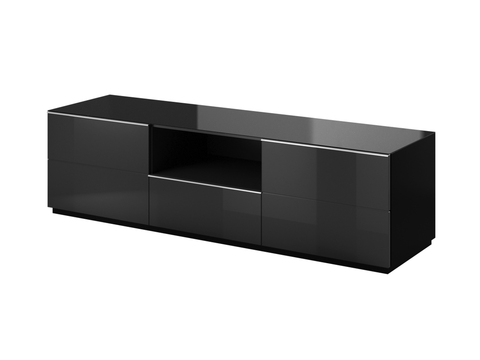 TV stolky DEJEON televizní stolek 2D1V, černá/černé sklo