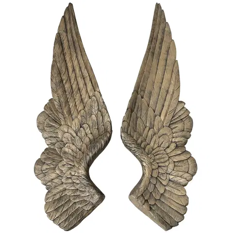 Luxusní stylové sošky a figury Estila Vintage nástěnná dekorace andělská křídla (2 ks) ve starozlaté barvě