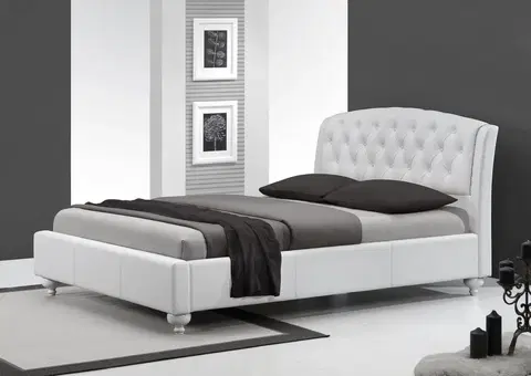 Postele HALMAR Čalouněná postel Sofia 160x200 dvoulůžko bílá
