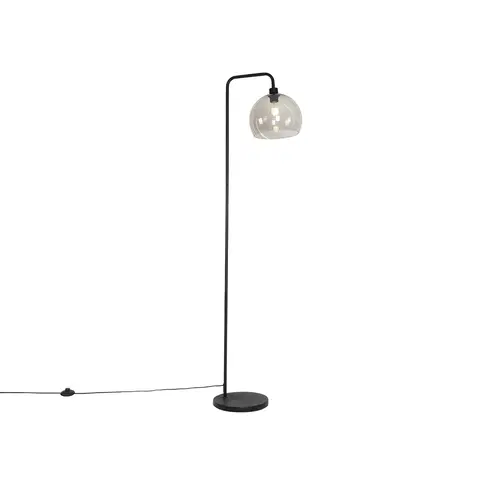 Stojaci lampy Chytrá stojací lampa černá s kouřovým sklem včetně WiFi A60 - Maly