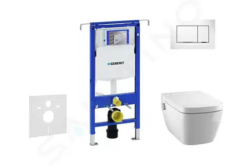 WC sedátka GEBERIT Duofix Modul pro závěsné WC s tlačítkem Sigma30, bílá/lesklý chrom + Tece One sprchovací toaleta a sedátko, Rimless, SoftClose 111.355.00.5 NT5