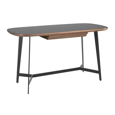 Stylové a luxusní pracovní a psací stoly Estila Luxusní psací stůl Forma Moderna s deskou ze skla černý 140cm