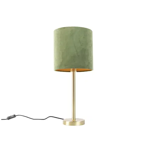 Stolni lampy Botanická stolní lampa mosaz se zeleným odstínem 25 cm - Simplo
