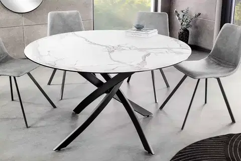 Jídelní stoly LuxD Kulatý jídelní keramický stůl Halia 120 cm bílý