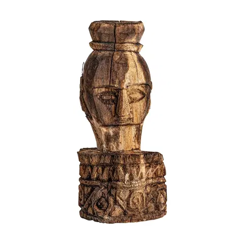 Luxusní stylové sošky a figury Estila Stylová etno soška Ipkins z masivního dřeva v naturálním provedení s vyřezáváním 28cm