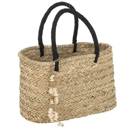 Nákupní tašky a košíky Plážová pletená taška se zdobnými mušlemi Beach Bag Shells L - 41*22*26cm J-Line by Jolipa 33286