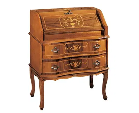 Stylové a luxusní pracovní a psací stoly Estila Luxusní barokní psací stolek Clasica se sekretářem z masivního dřeva se dvěma šuplíky a rustikálním zdobením 75cm