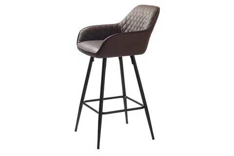 Barové židle Furniria Designová barová židle Dana tmavě hnědá ekokůže