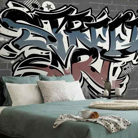 Samolepící tapety Samolepící tapeta s cihlovou imitací a nápisem Street Art