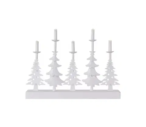 Vánoční osvětlení  LED svícen – vánoční stromy se svíčkami, 24 cm, 2x AA, vnitřní, teplá bílá, časovač