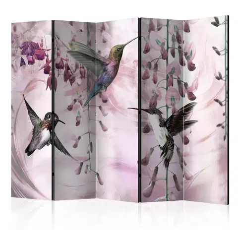 Paravány Paraván Flying Hummingbirds (Pink) Dekorhome 225x172 cm (5-dílný)
