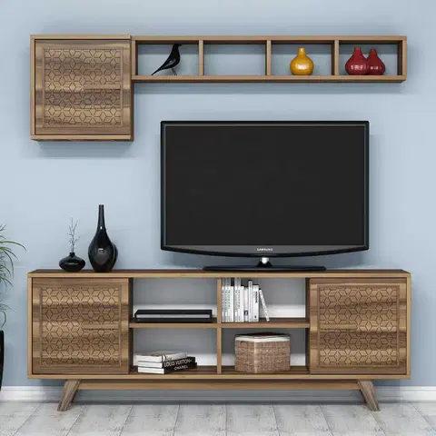 Obývací stěny a sestavy nábytku Televizní stěna AYLA ořech