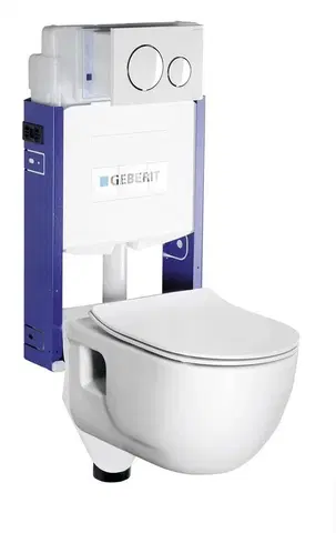 Záchody SAPHO Závěsné WC Brilla s podomítkovou nádržkou a tlačítkem Geberit, bílá WC-SADA-14