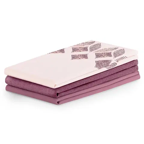Utěrky AmeliaHome Sada kuchyňských ručníků Letty Stamp - 3 ks fialová, velikost 50x70