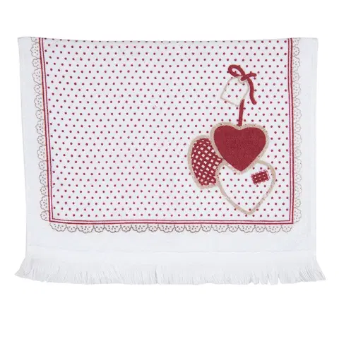 Utěrky Kuchyňský ručník s červenými srdci - 40*66 cm Clayre & Eef T010