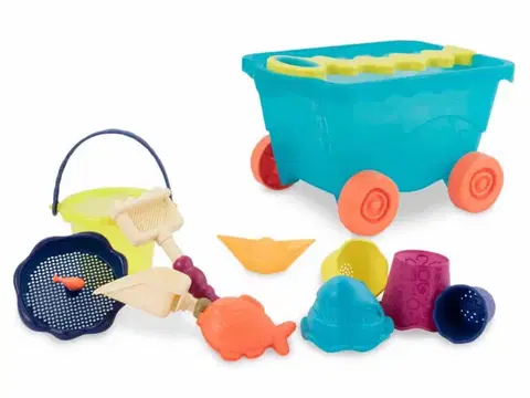 Hračky na zahradu B-TOYS - Vozík s hračkami na písek modrý
