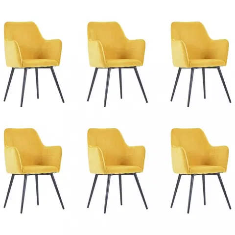 Židle Jídelní židle 6 ks samet / ocel Dekorhome Žlutá