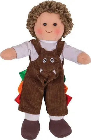 Hračky pro holky Bigjigs Toys Látková panenka JACK 28 cm hnědá