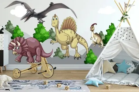 Zvířátka Nálepka na zeď pro děti dinosauři v přírodě