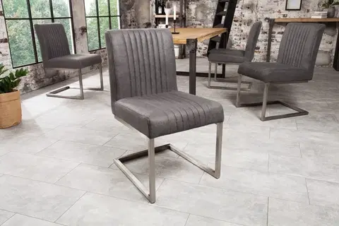 Luxusní jídelní židle Estila Industriální jídelní židle inspirativní 87cm v šedé barvě