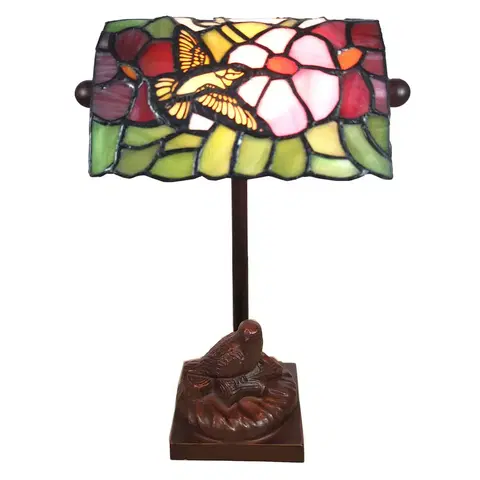 Stolní lampy na noční stolek Clayre&Eef Stolní lampa 6008, styl Tiffany ptačí motiv