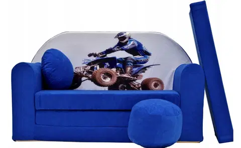 Dětské sedačky Dětská modrá pohovka 98 x 170 cm čtyřkolka