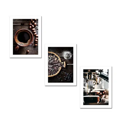 Obrazy Wallity Sada obrazů COFFEE AND CAKE 94 x 40 cm 3 kusy