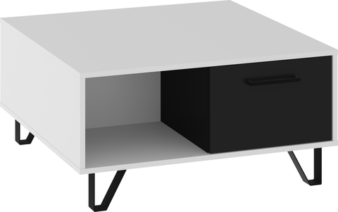 Konferenční stolky Konferenční stolek PRUDHOE 2D, bílá/černý lesk, 5 let záruka
