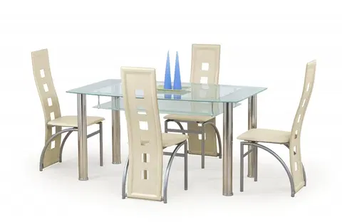 Jídelní stoly HALMAR Jídelní stůl Cristal bezbarvý/mléčný