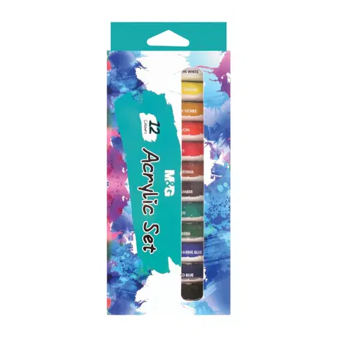 Hračky M&G - Barvy akrylové 12 ml - sada 12 ks