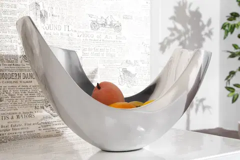 Designové a stylové mísy a tácky Estila Luxusní moderní dekorační mísa Abstrakt 35 cm stříbrná
