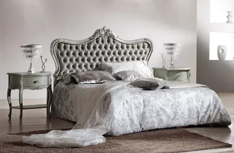 Luxusní a stylové postele Estila Exkluzivní barokní manželská postel Soraya s vyřezávaným ozdobným rámem a čalouněným čelem 160-180x200cm