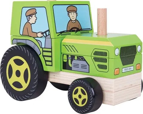 Auta, letadla, lodě Bigjigs Toys Dřevěný nasazovací traktor TRACTOR
