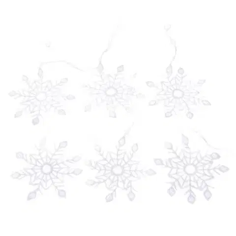 Vánoční dekorace Sada háčkovaných závěsných ozdob Vločky 6 ks, bílá