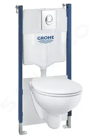 Záchody GROHE Solido Set předstěnové instalace, klozetu Bau Ceramic a sedátka softclose, tlačítko Start, chrom 39419000