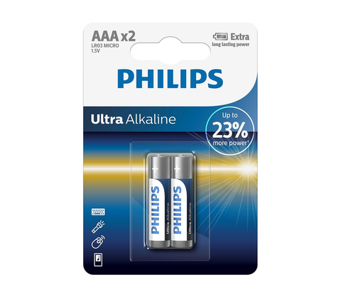 Baterie primární Philips Philips LR03E2B/10 - 2 ks Alkalická baterie AAA ULTRA ALKALINE 1,5V 