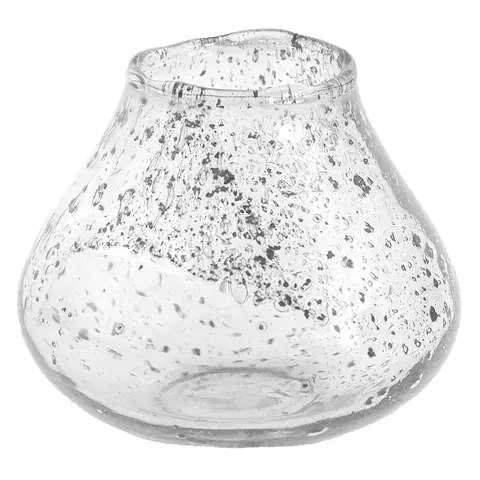 Svícny Transparentní nepravidelný skleněný svícen s bublinkami - Ø 12*10 cm Clayre & Eef 6GL3608