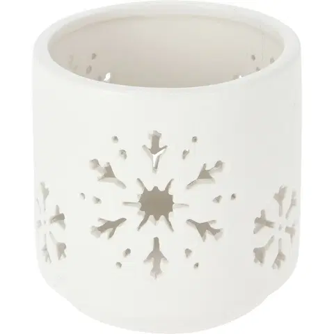 Vánoční dekorace Cementový svícen Vločka II bílá, 7,8 x 8 cm
