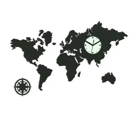 Nalepovací hodiny ModernClock 3D nalepovací hodiny Continents wenge