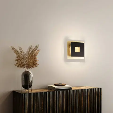Nástěnná svítidla FISCHER & HONSEL LED nástěnné světlo Hennes, 18x18cm, zlatá/černá