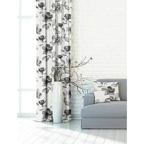 Závěsy Závěs dekorační nebo látka, OXY Šedá magnolie, šedý, 150 cm 150 cm