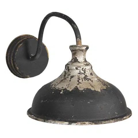 Svítidla Černá nástěnná retro lampa s patinou - 40*27*25 cm E14/max 1*25W Clayre & Eef 5LMP296