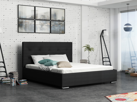 Postele Čalouněná postel DANGELO 1 140x200 cm, černá látka