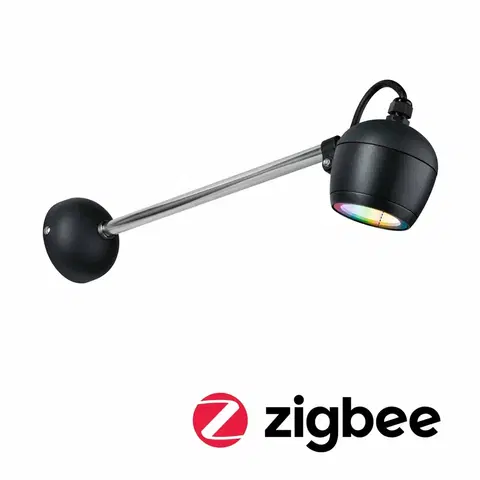 LED venkovní nástěnná svítidla PAULMANN LED venkovní nástěnné svítidlo Smart Home Zigbee Kikolo RGBW IP65 90mm RGBW+ 6,2W 230V antracit umělá hmota/hliník 947.73