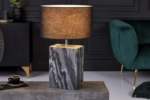 Luxusní a designové stolní lampy Estila Art deco stolní lampa Miracul s obdélníkovou mramorovou podstavou černé barvy 55cm