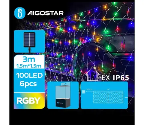Vánoční dekorace  B.V.  - LED Solární vánoční řetěz 100xLED/8 funkcí 4,5x1,5m IP65 multicolor 