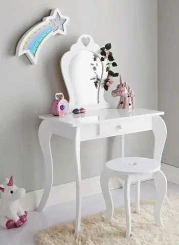 Toaletní stolky Moderní dětský toaletní stolek v bílé barvě