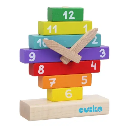 Hračky CUBIKA - Cubik 14354 Hodiny s magnetickými ručičkami - dřevěná skládačka 10 dílů