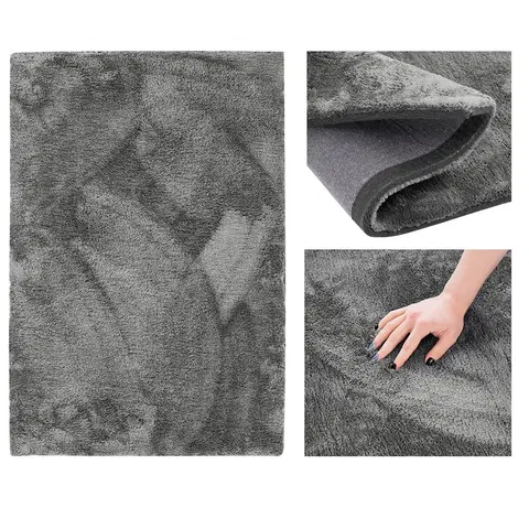 Koupelnové předložky Kusový koberec AmeliaHome Morko tmavě šedý, velikost 100x150